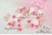 Petite Satin flowers with leaves - 3cm -  Mix Assorted (9 flowers)